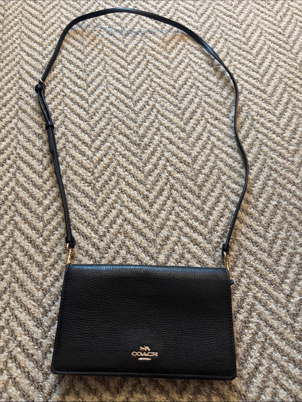 Coach Anna Foldover Clutch Crossbody in Black